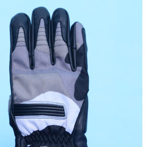 Gants de moto en cuir véritable et tissu maillé respirant, noirs/gris, compatibles écran tactile, logo personnalisé, vente en gros - Product Image 6