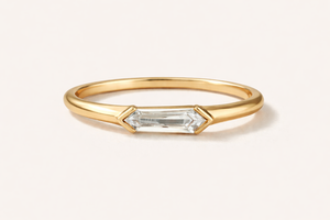 Anillo de banda solitario con diamante hexagonal cultivado en laboratorio, certificado por IGI, oro de 14K, minimalista, apilable, regalo de aniversario para mujer - Product Image 2
