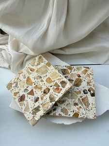 Ensemble de quatre dessous-de-verre en marbre style bohème, pierre naturelle, décoration maison - Product Image 2