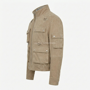 Custom Suede Leather <b>Utility</b> Bomber <b>Jacket</b> Detachable Hooded Multi Pocket Techwear Streetwear Wholesale <b>Men</b> Outwear Manufacturer - Product Image 5