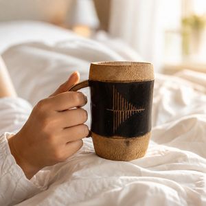 Hand Carved Wooden <b>Mug</b> Engraved <b>Tree</b> Design Polished Brown Handle Cup for Gift and Home Decor - Product Image 1