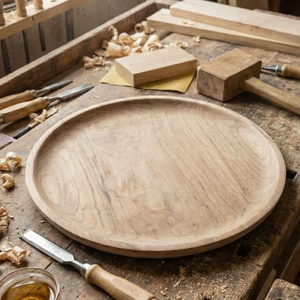 Tabla de queso redonda hecha a mano de madera de acacia, plato de aperitivos de madera de 10 pulgadas - Product Image 5