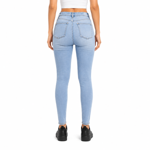 Private Label Women <b>Stretch</b> Skinny <b>Denim</b> Jeans High Waist Solid Color Casual Fashion Trousers OEM ODM Custom Manufacturer - Product Image 2