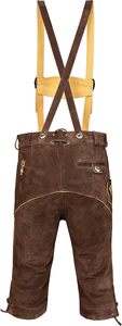 Pantalones Cortos Bávaros Tradicionales de Cuero Genuino para Hombre, Bordados con Flores, Corte Regular, Color Marrón - Product Image 2