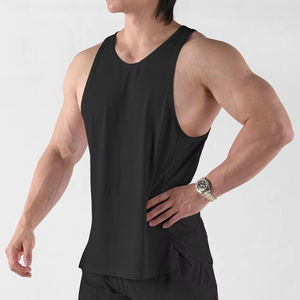 Débardeur de sport pour homme en polyester et coton, col en V, sans manches, maille respirante, tricoté - Product Image 1