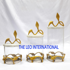 Wholesale Factory Food Grade Airtight Glass Jar Spice Sealable <b>Decorative</b> Glass Canister with Golden Flower - Product Image 3