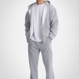 Sweat-shirts à capuche unisexes surdimensionnés à fermeture éclair intégrale, brodés sur le devant, en molleton de coton épais, style streetwear, fournisseur en gros USA - Product Image 2