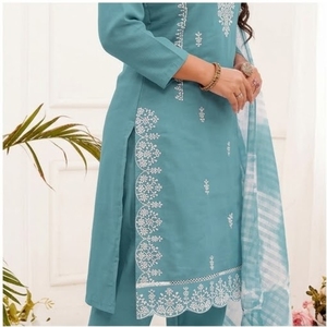 Ensemble de salwar kameez rose brodé pour femmes, Kurti, pantalon et dupatta de créateur, tenue ethnique pour fêtes, robe traditionnelle - Product Image 5