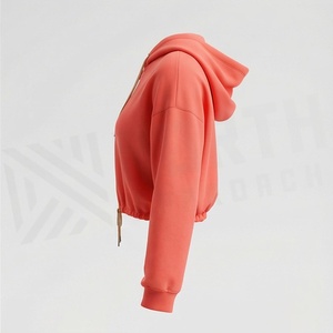 Haut à capuche court léger pour femme, à manches longues, coupe décontractée, en tissu doux, idéal pour l'entraînement, les voyages, le shopping et la maison - Product Image 3