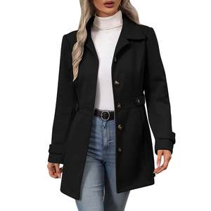 Gabardina Unisex para Mujer, Estilo Doble Botonadura con Cinturón, Abrigo Largo Elegante, Cortavientos, Logotipo Personalizado - Product Image 3