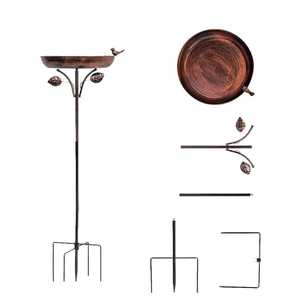 Lot de 2 piquets décoratifs en métal bleu sarcelle festonnés pour bain d'oiseaux, piqueurs d'oiseaux, mangeoires d'oiseaux sauvages et stations d'eau pour jardin extérieur - Product Image 5