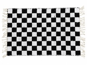 Black White Puzzle Handmade Luxury Wool/Silk Reversible Washable Woven Rug <b>Mat</b> for Front <b>Door</b> Entryway Bedroom Home - Product Image 1