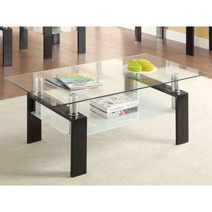 Tavolino da caffè rettangolare Moriah con 1 ripiano e piano in vetro nero - Product Image 1