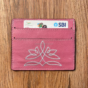 Premium Custom Boot Stitch Genuine Leather Luxury RFID Blocking Credit Card <b>Holder</b> Wallets Card <b>Holder</b> Business ID Card <b>Holders</b> - Product Image 2