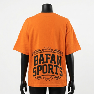 Camiseta Oversize de Algodón de 240 GSM de Corte Holgado para Hombre y Mujer, Estampado de Logo, Estilo Urbano, Naranja - Product Image 5