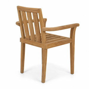 Fauteuil d'extérieur contemporain en teck massif résistant aux intempéries, avec pieds coniques, empilable, pour patio, jardin et complexe hôtelier, vente en gros Jepara - Product Image 3