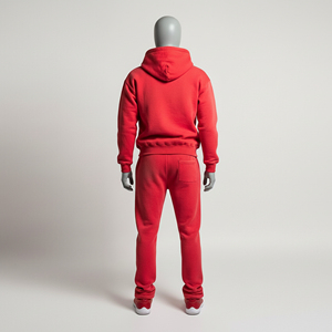 Mens Plus Size Red Winter Tracksuit Set <b>Zip</b> Hoodie Jogger Pants Two Piece Outfit Streetwear Fashion Casual Sportswear 100% - Product Image 3