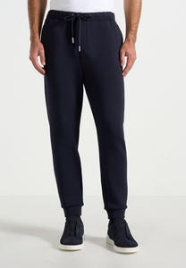 Men's Navy Cotton Sweatpants <b>Elastic</b> Waist Drawstring Casual Joggers Side Pockets Midweight Knitted Autumn Wear - Product Image 3