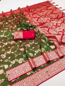 Sari de Seda Banarasi Real con Elegancia Meenakari - Product Image 3