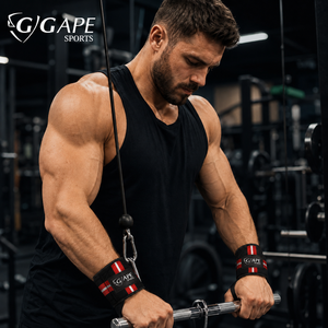 สายรัดข้อมือ GAPE SPORTS สีดำ แดง ขาว ปรับได้ด้วยแถบตีนตุ๊กแก สำหรับยกน้ำหนัก ฝึกความแข็งแรง ราคาถูก - Product Image 2
