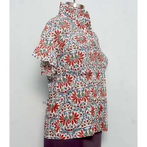 เสื้อคลุมลำลองพิมพ์ลายบล็อกอินเดีย ผ้าไม่ทอ สำหรับฤดูร้อน ผ้าฝ้ายแท้ 100% ลายดอกไม้สไตล์โบฮีเมียน เป็นมิตรกับสิ่งแวดล้อม แห้งเร็ว ทันสมัย - Product Image 4