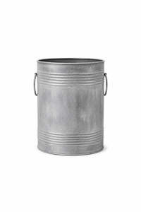 Round Galvanized Metal Planter With Handles Outdoor Garden Pot Classical Style Customized rounded handle garden pots <b>Large</b> size - Product Image 3