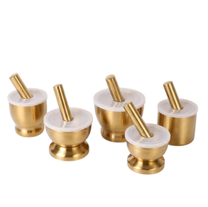 Juego de Mortero y Pilón de Latón Sólido de Alta Calidad al por Mayor, Color Dorado, Molinillo de Especias y Hierbas, Utensilios de Cocina a Precio de Fábrica - Product Image 1