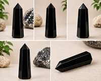 Obélisque en Obsidienne Noire, Tours de Cristal Polies, Décoration Feng Shui pour la Maison, Collection