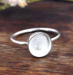 Handmade Solid 925 Silver 10mm Round Blank Bezel Cup <b>Ring</b> Setting <b>For</b> DIY Breastmilk <b>Ashes</b> Resin Keepsake DIY Jewelry Findings - Product Image 1