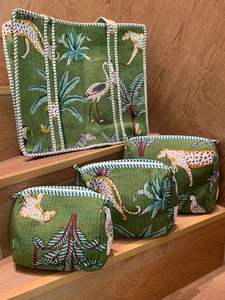 Ensemble de sacs fourre-tout en coton unisexe avec fermeture éclair, imprimé animal 100 % fait main, trousse de toilette assortie, ensemble de sacs fourre-tout élégants - Product Image 2