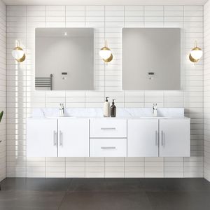 Bianco Lucido 80 Pollici L X 22 Pollici Mobile Bagno Doppio con Lavabo Integrato - Product Image 2