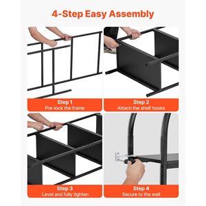 Libreria Aperta a 4 Ripiani con Struttura in Metallo Arcuata, Scaffali Portaoggetti, Stile Industriale, Espositore Autoportante per Libri - Product Image 5