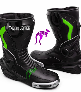 Botas de Motociclismo de Cuero de Diseño Exclusivo para Hombre, Forro de Malla de Primera Calidad, Estilo de Carreras, Ventiladas, Blancas - Product Image 1