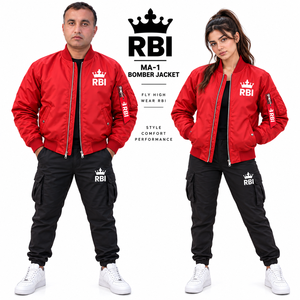เสื้อแจ็คเก็ตบอมเบอร์ RBI MA1 เสื้อแจ็คเก็ตนักบิน MA1 ผ้าไนลอน เสื้อแจ็คเก็ตนักบินแบบยูนิเซ็กซ์ แขนยาว สำหรับใช้ในสายการบิน - Product Image 2