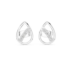 14K White Gold Round Lab-Grown <b>Diamond</b> Everyday Wear Earrings for Women | New Grown <b>Diamond</b> - Product Image 1