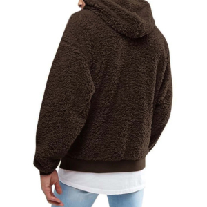 Sudadera con Capucha Extra Grande Verde Kangaroo Pockets, Ligera, de Forro Polar, Lisa, para Hombre, para Invierno - Product Image 3