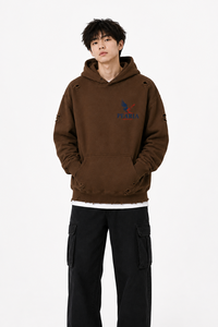 Sudadera con Capucha para Hombre, Color Marrón, 100% Algodón, Estilo Jersey, con Bolsillo Frontal y Estampado Trasero, Estilo Urbano, Corte Regular, 370g, para Invierno - Product Image 5