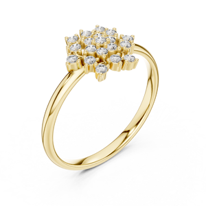 Anillo solitario de oro amarillo macizo de 14k para mujer, con diamante de corte redondo minimalista en forma de flor, para compromiso, aniversario, regalo de boda - Product Image 3