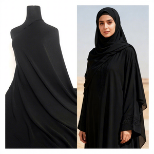 YX1133 65-Inch Width 160gsm Black <strong>Nida</strong> Wrinkle <strong>Fabric</strong> Woven 100% Polyester Soft Crepe Chiffon Arabic Clothing <strong>Fabrics</strong> - Product Image 1