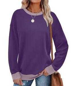 Sudadera de Algodón para Mujer, de Manga Larga, Cuello Redondo, Hombros Caídos, Color Sólido, Cómoda y Casual, de Lujo, Precio al por Mayor, de Bangladesh - Product Image 5