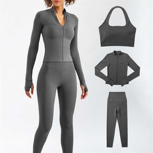 Yoga Set Women's 3-Piece <b>Workout</b> Set High Waist Pant & Sports Bra with Matching Print <b>Jacket</b> Yoga & Running <b>Workouts</b> - Product Image 6