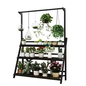 Soporte para Plantas de Diseño de Nueva Generación, Torre de Exhibición Geométrica de Hierro Negro de Múltiples Niveles con Bordes Protectoros para Sala de Estar - Product Image 5