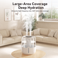 Humidificateur USB 5W à double pulvérisation avec affichage numérique et veilleuse, pour voiture, en plastique, capacité 6,8L, bruit <36dB, portable, pour la maison et cadeau