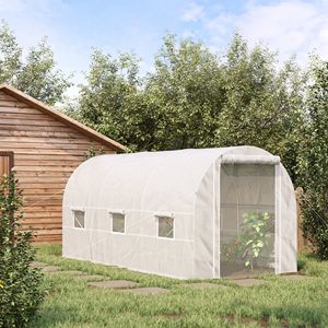 Kit de serre de jardinage grand format 2m x 2m x 4,5m avec 6 fenêtres à roulettes et porte à roulettes, structure en acier, revêtement en verre et polyéthylène - Product Image 2