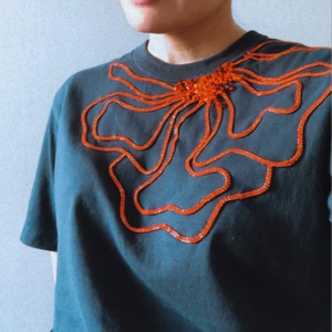 Fish Design Seed Beads <b>Top</b> With Embroidery Design Summer Casual Tank <b>Top</b> With Beaded Embroidery - Product Image 1