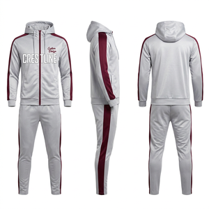 Chándal Crestline para Hombre, Negro y Rojo, Manga Larga, Cierre Frontal con Cremallera, Logotipo Personalizado, Bolsillos Laterales, Ropa Deportiva de Otoño - Product Image 3