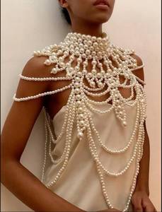 Elegant ABS Pearl Shoulder <b>Collar</b> Necklace Handmade Beaded Fashion Neck Cape for Bridal Evening Party Women Accessories - Product Image 2