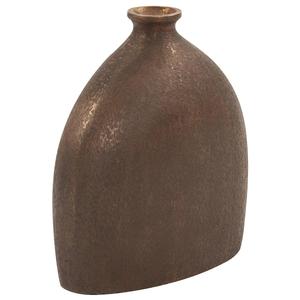 Vase de luxe plat en forme de globe, à rainures radiales, couleur peltine métallisée, avec motif étoilé abstrait, pour console - Product Image 2