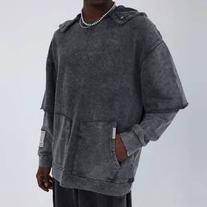 Sweat à capuche double couche pour homme style urbain moderne |   Tissu épais à double couche |   Personnalisation de logo pour les marques de mode - Product Image 3