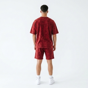 Summer Breathable High Quality <b>Men's</b> Two-Piece Casual Set Short Sleeve T-<b>Shirt</b> and Shorts Polyester/Cotton - Product Image 2